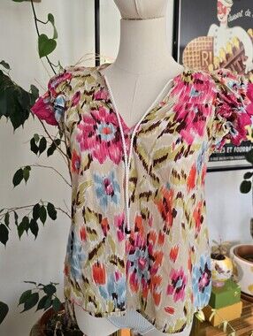 House of Harlow 1960 Floral Print Peasant Blouse Size Small Boho